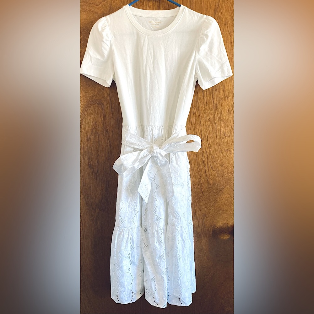 EUC White Jersey and lace Kate Spade New York Cap Sleeve Dress